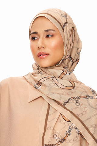 Moi Scarf Côte d’Azur Supérieur Soft Desenli Şal Kahverengi