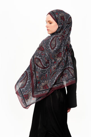 Moi Scarf Argent Rose Supérieure Soft Desenli Şal Koyu Bordo