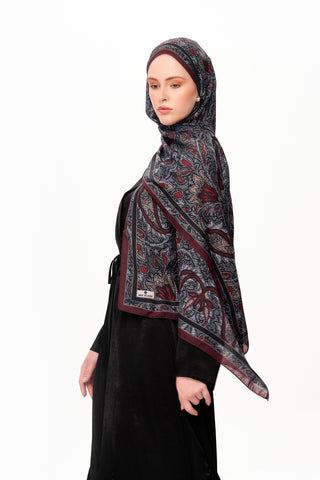 Moi Scarf Argent Rose Supérieure Soft Desenli Şal Koyu Bordo