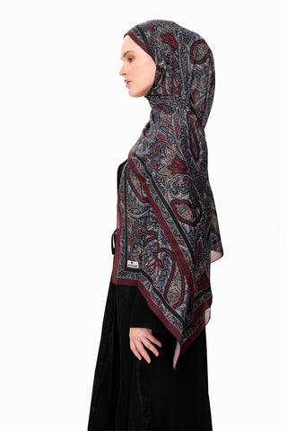 Moi Scarf Argent Rose Supérieure Soft Desenli Şal Koyu Bordo
