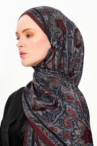 Moi Scarf Argent Rose Supérieure Soft Desenli Şal Koyu Bordo