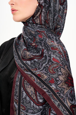 Moi Scarf Argent Rose Supérieure Soft Desenli Şal Koyu Bordo