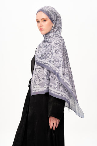 Moi Scarf Argent Rose Supérieure Soft Desenli Şal Koyu Gri