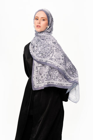 Moi Scarf Argent Rose Supérieure Soft Desenli Şal Koyu Gri