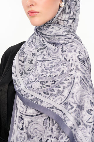 Moi Scarf Argent Rose Supérieure Soft Desenli Şal Koyu Gri