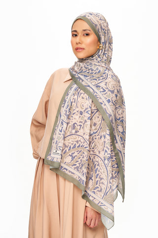 Moi Scarf Argent Rose Supérieure Soft Desenli Şal Yeşil