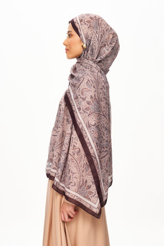 Moi Scarf Argent Rose Supérieure Soft Desenli Şal Kahverengi