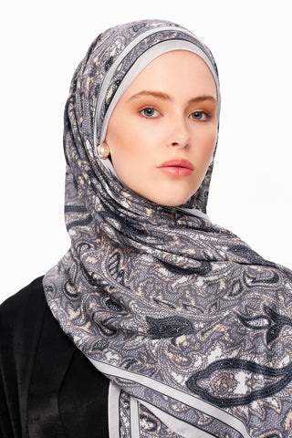 Moi Scarf Argent Rose Supérieure Soft Desenli Şal Siyah