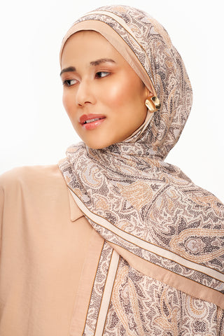 Moi Scarf Argent Rose Supérieure Soft Desenli Şal Bej