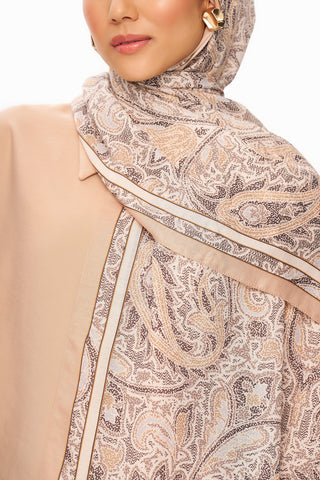 Moi Scarf Argent Rose Supérieure Soft Desenli Şal Bej