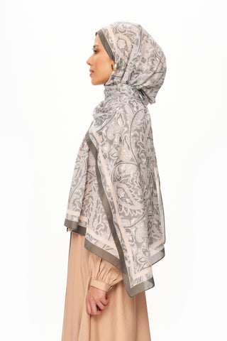 Moi Scarf Argent Rose Supérieure Soft Desenli Şal Küllü Kahve