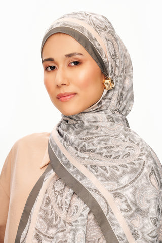 Moi Scarf Argent Rose Supérieure Soft Desenli Şal Küllü Kahve