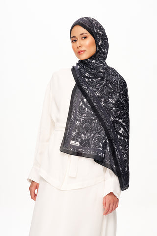 Moi Scarf Argent Rose Supérieure Soft Desenli Şal Siyah