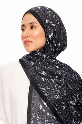 Moi Scarf Argent Rose Supérieure Soft Desenli Şal Siyah