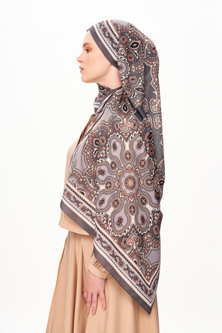 Moi Scarf Ombre Paisley Supérieure Soft Desenli Şal Kahverengi