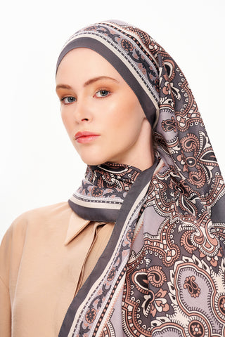 Moi Scarf Ombre Paisley Supérieure Soft Desenli Şal Kahverengi