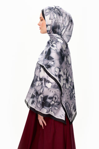 Moi Scarf Ombre Paisley Supérieure Soft Desenli Şal Koyu Antrasit