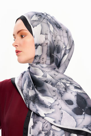 Moi Scarf Ombre Paisley Supérieure Soft Desenli Şal Koyu Antrasit
