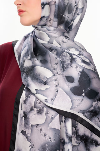 Moi Scarf Ombre Paisley Supérieure Soft Desenli Şal Koyu Antrasit