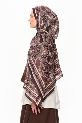 Moi Scarf Ombre Paisley Supérieure Soft Desenli Şal Acı kahve