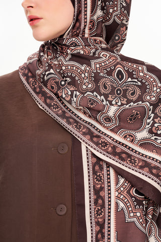 Moi Scarf Ombre Paisley Supérieure Soft Desenli Şal Acı kahve