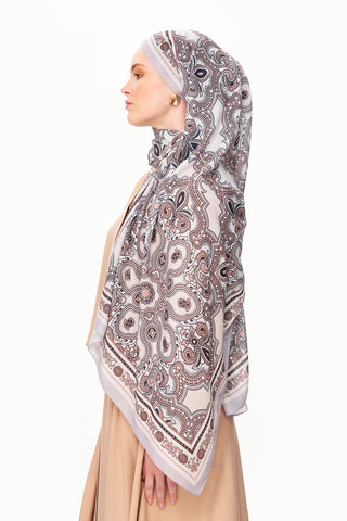 Moi Scarf Ombre Paisley Supérieure Soft Desenli Şal Sütlü Kahve
