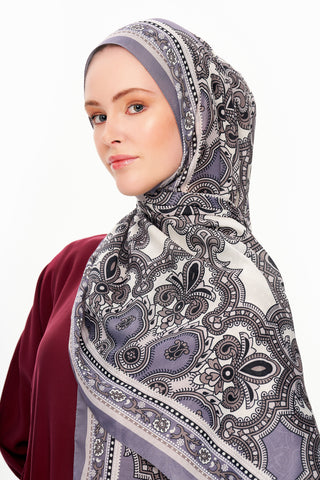 Moi Scarf Ombre Paisley Supérieure Soft Desenli Şal Lila