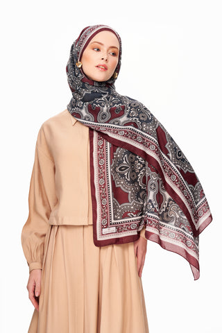 Moi Scarf Ombre Paisley Supérieure Soft Desenli Şal Bordo