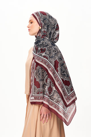 Moi Scarf Ombre Paisley Supérieure Soft Desenli Şal Bordo