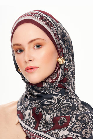 Moi Scarf Ombre Paisley Supérieure Soft Desenli Şal Bordo