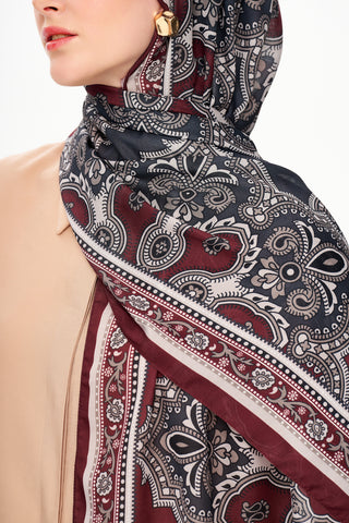 Moi Scarf Ombre Paisley Supérieure Soft Desenli Şal Bordo