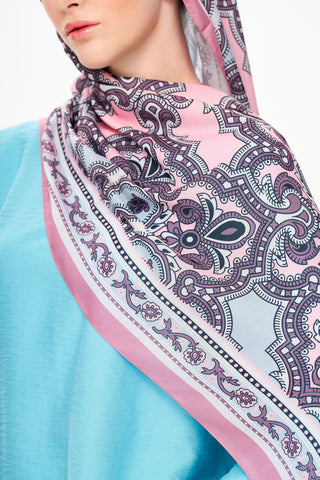 Moi Scarf Ombre Paisley Supérieure Soft Desenli Şal Pembe