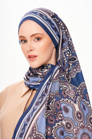 Moi Scarf Ombre Paisley Supérieure Soft Desenli Şal Lacivert