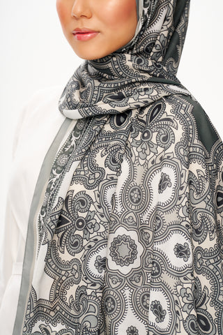 Moi Scarf Ombre Paisley Supérieure Soft Desenli Şal Gri