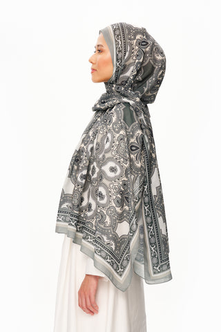 Moi Scarf Ombre Paisley Supérieure Soft Desenli Şal Gri