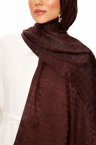 Moi Scarf Perle Premium Jakarlı Şal Acı kahve