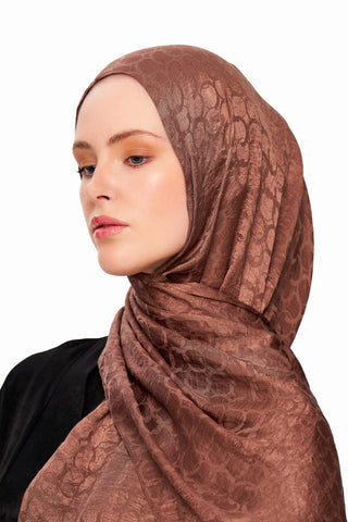Moi Scarf Perla Premium Jakarlı Şal Tarçın