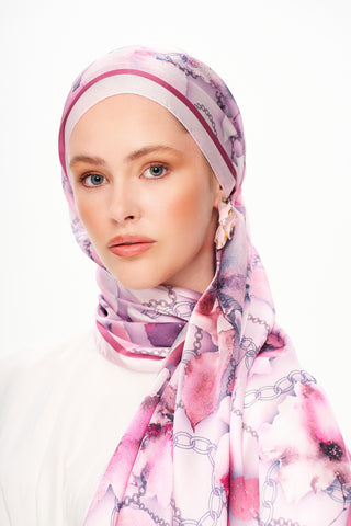Moi Scarf MOJ ANDALUS Raffiné Jan Jan Şal Parlak Pembe