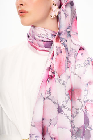 Moi Scarf MOJ ANDALUS Raffiné Jan Jan Şal Parlak Pembe