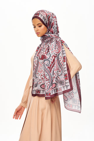 Moi Scarf Tissage Royal Raffiné Jan Jan Şal Bordo