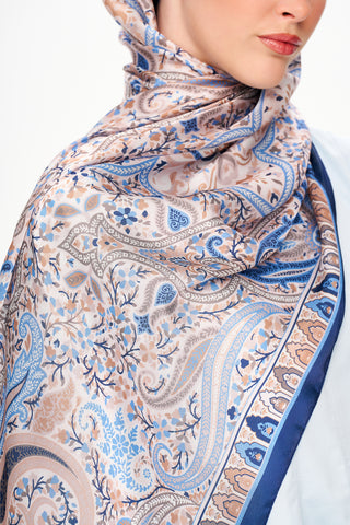 Moi Scarf Tissage Royal Raffiné Jan Jan Şal Mavi