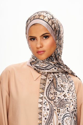 Moi Scarf Tissage Royal Raffiné Jan Jan Şal Açık Kahve