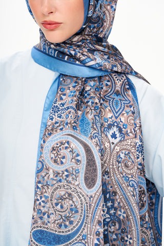 Moi Scarf Tissage Royal Raffiné Jan Jan Şal Derin Mavi