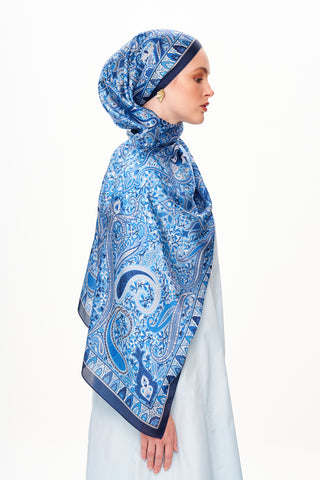 Moi Scarf Tissage Royal Raffiné Jan Jan Şal Koyu Mavi
