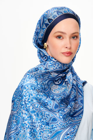 Moi Scarf Tissage Royal Raffiné Jan Jan Şal Koyu Mavi