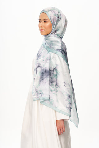 Moi Scarf Esprit Floral Raffiné Jan Jan Şal Buzlu Nane