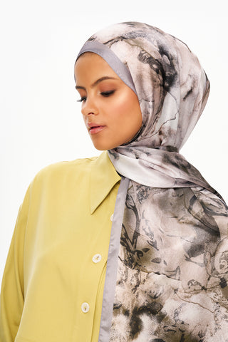 Moi Scarf Esprit Floral Raffiné Jan Jan Şal Gri
