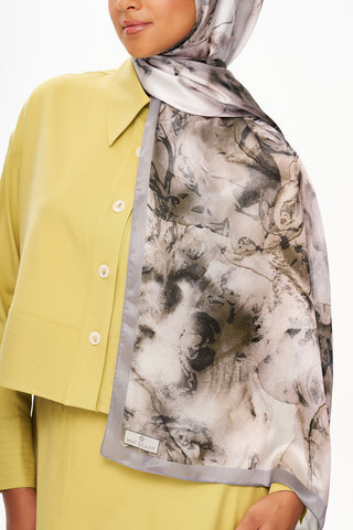 Moi Scarf Esprit Floral Raffiné Jan Jan Şal Gri