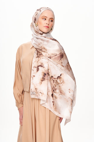 Moi Scarf Esprit Floral Raffiné Jan Jan Şal Çikolata