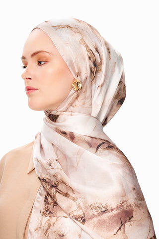 Moi Scarf Esprit Floral Raffiné Jan Jan Şal Çikolata